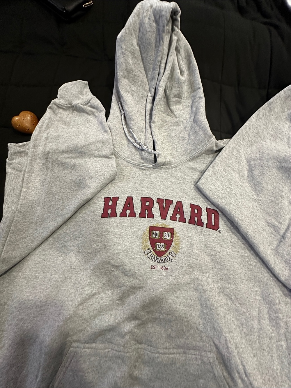 Harvard Gray Hooded Sweatshirt with Crimson Logo (NWT) - Picture 6 of 11